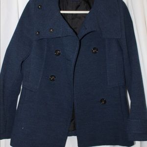 H&M NAVY BLUE PEA COAT LARGE